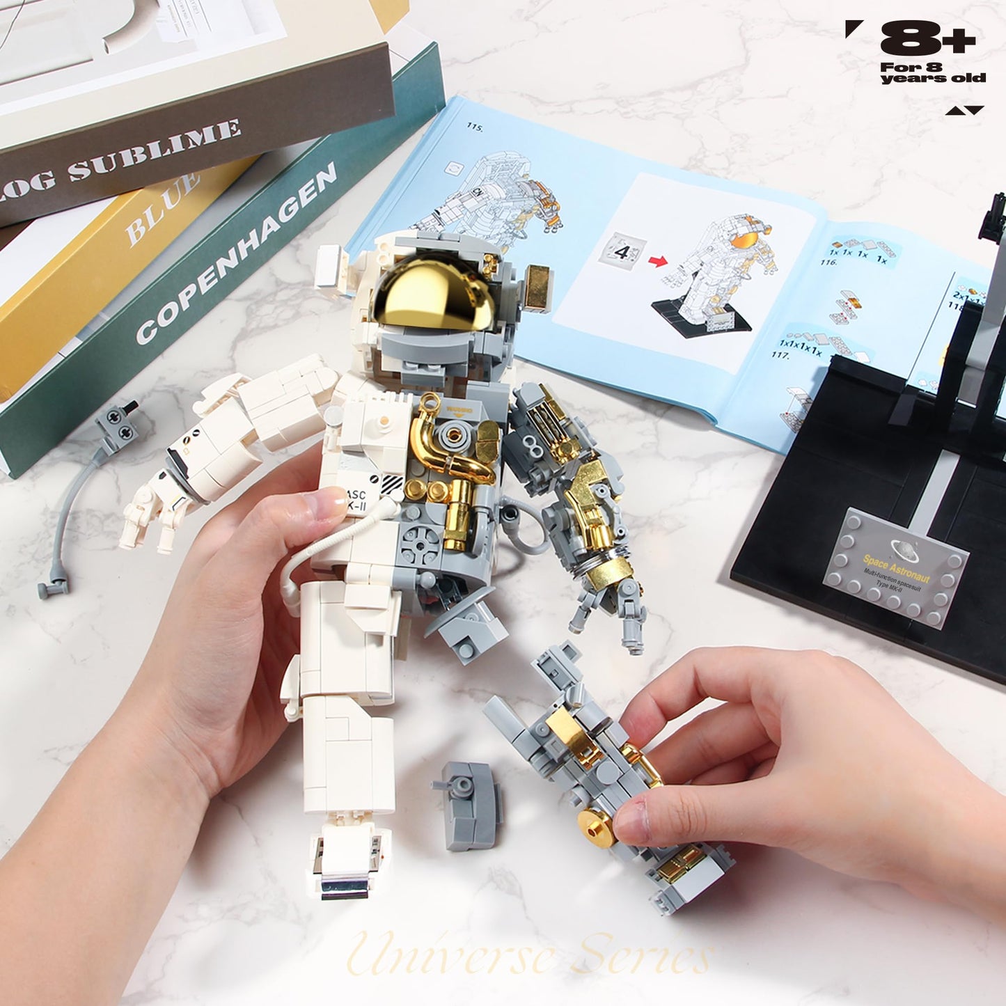 FarBlocked Space Astronaut Building Block Set – 966 Pcs with Display Stand for Teens & Adults