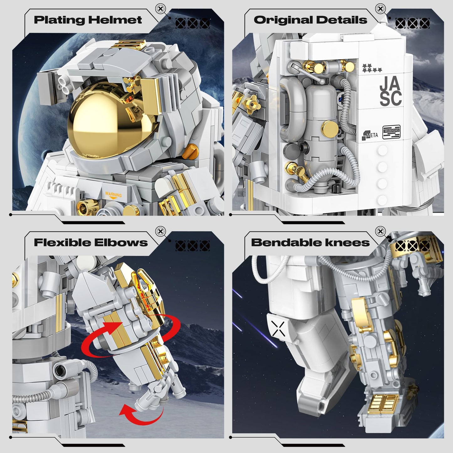 FarBlocked Space Astronaut Building Block Set – 966 Pcs with Display Stand for Teens & Adults