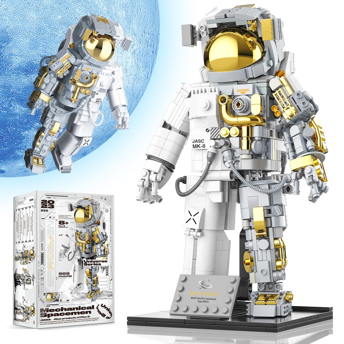 FarBlocked Space Astronaut Building Block Set – 966 Pcs with Display Stand for Teens & Adults