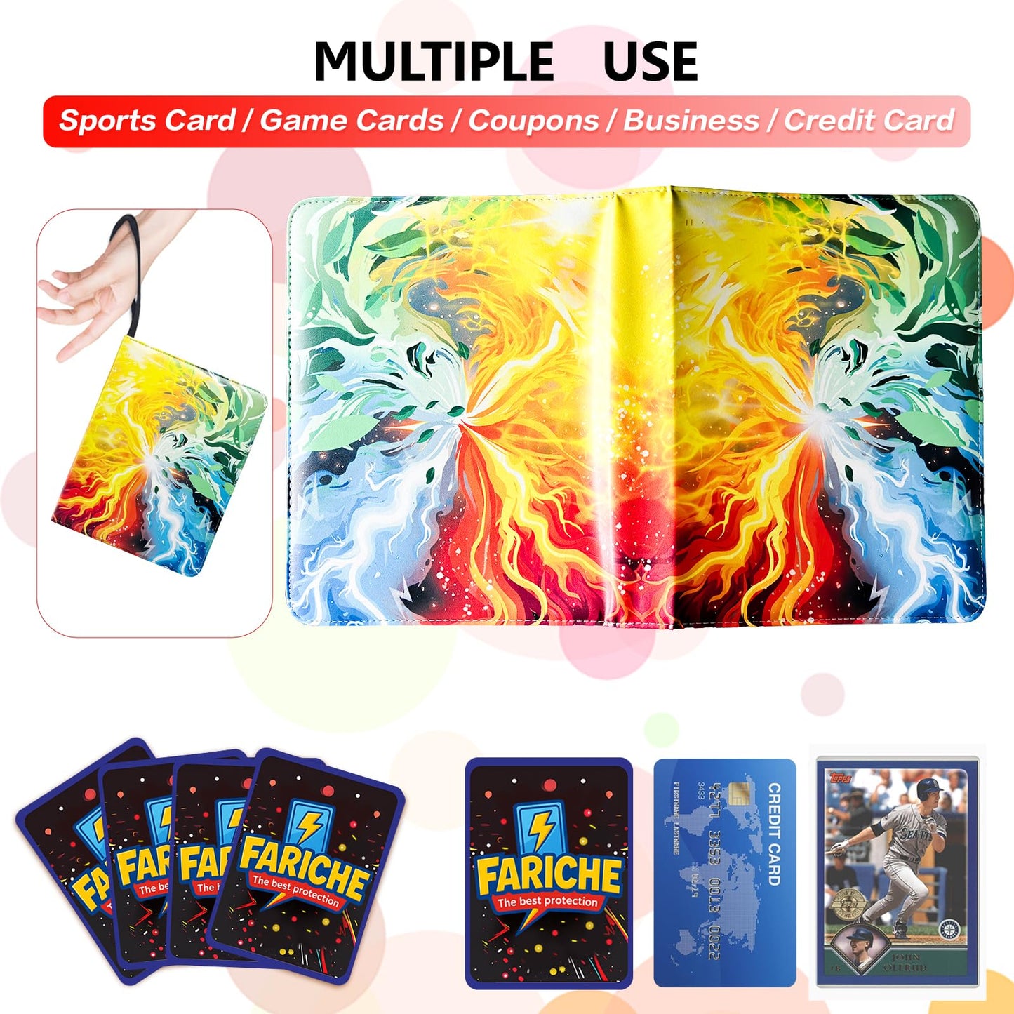 FARICHE Trading Card Binder – 4-Pocket Album, Holds 400 Cards, Waterproof & Portable