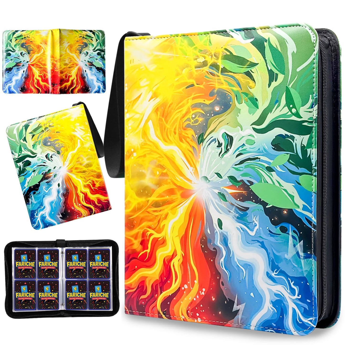 FARICHE Trading Card Binder – 4-Pocket Album, Holds 400 Cards, Waterproof & Portable