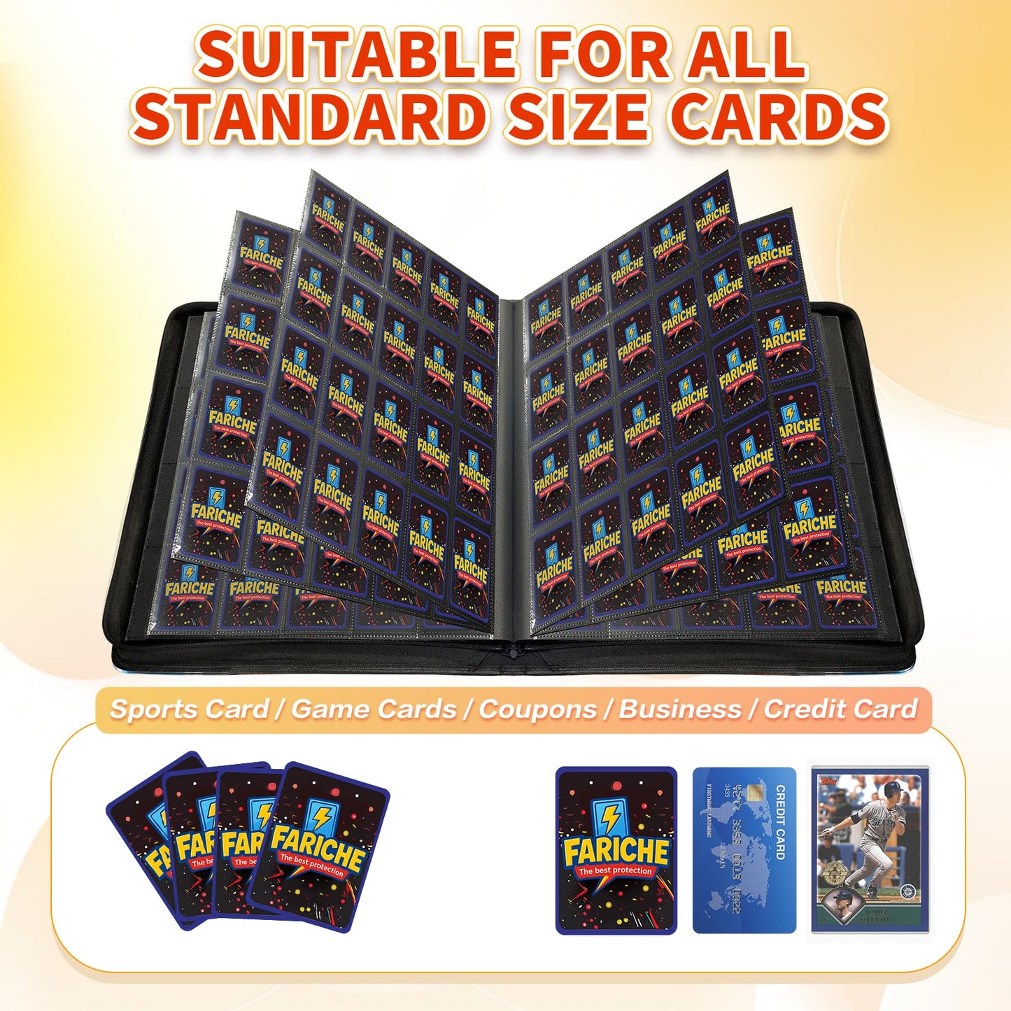FARICHE Toploader Card Binder – 20-Pocket Waterproof Case for Trading Cards (2000 Cards)