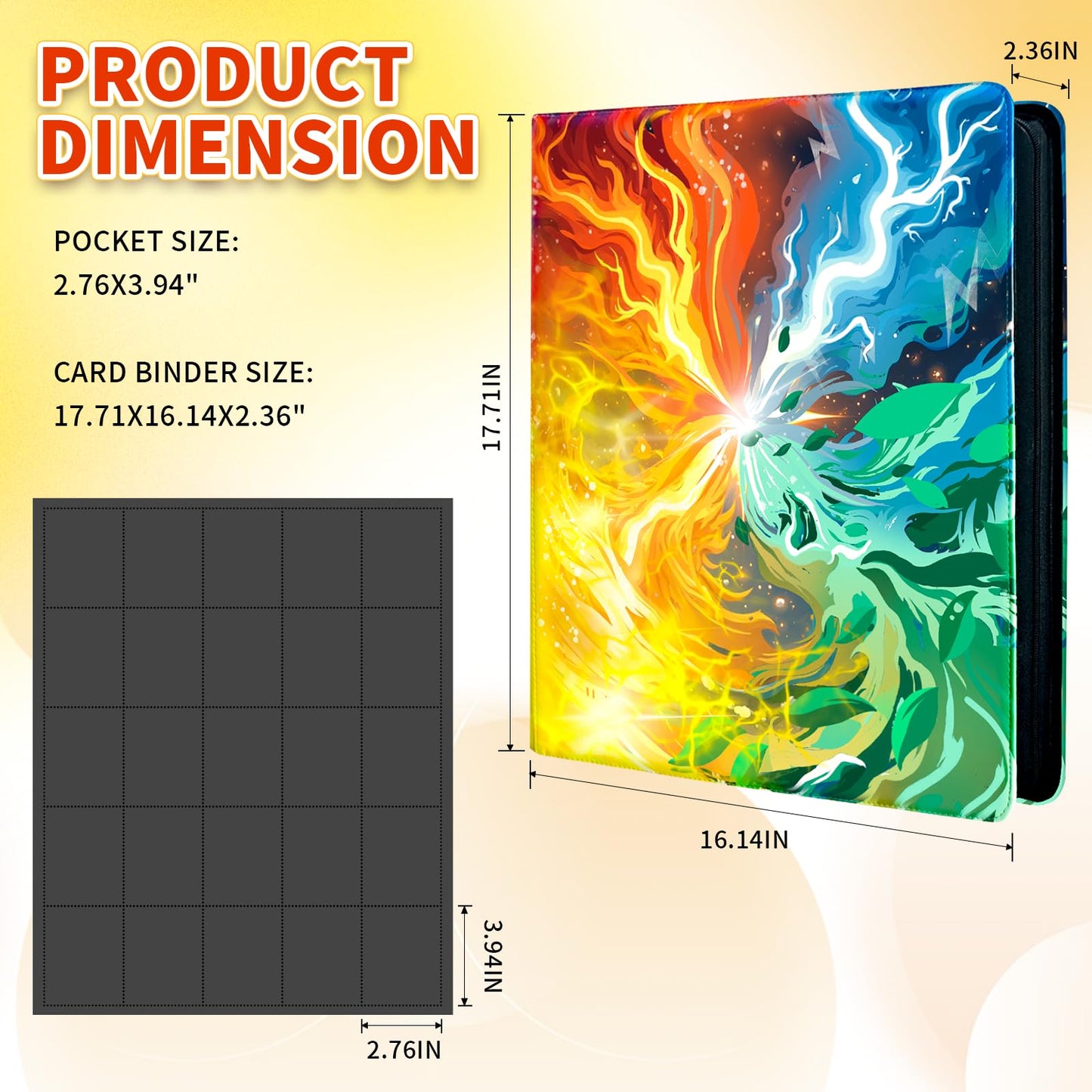 FARICHE Toploader Card Binder – 20-Pocket Waterproof Case for Trading Cards (2000 Cards)