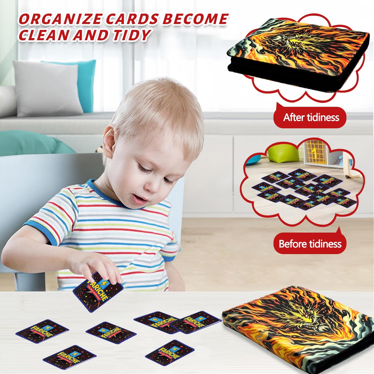 FARICHE Trading Card Binder – 900 Cards, 9-Pocket Album, Waterproof & Portable
