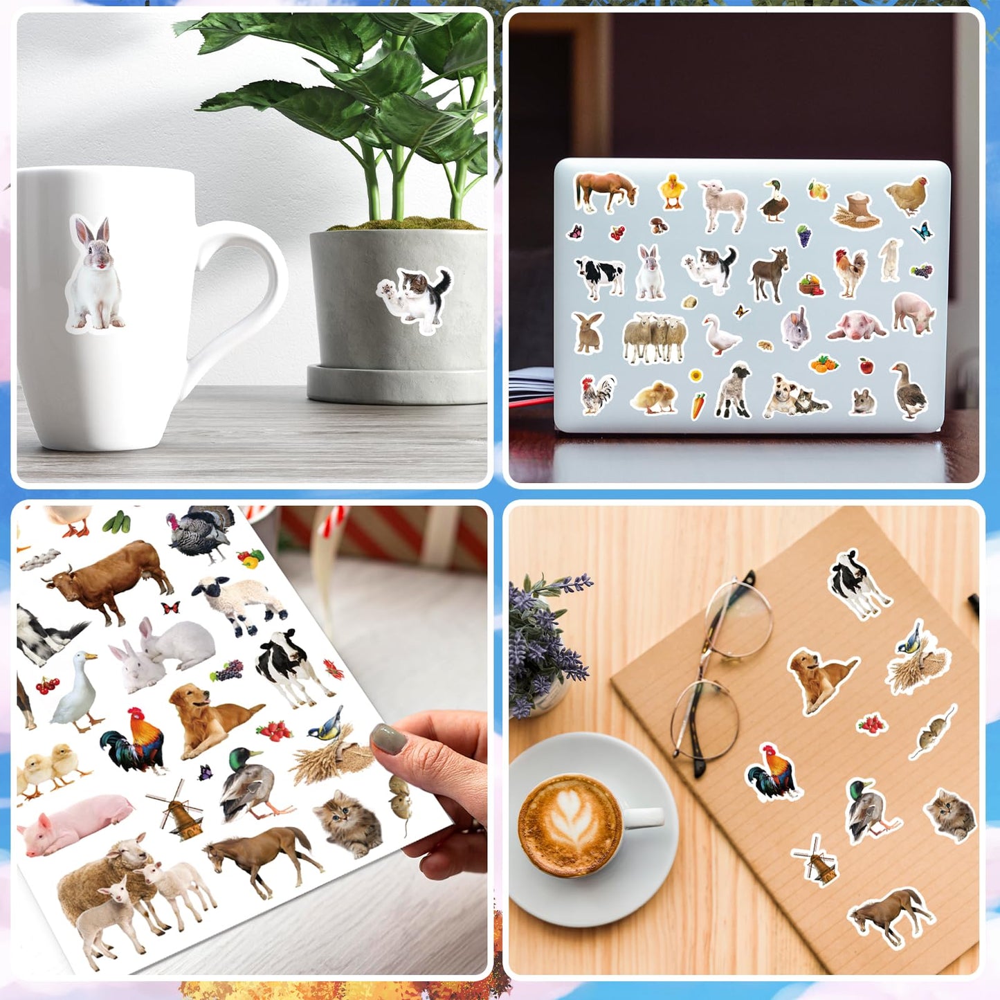 Farm Animals Stickers 720 Count — 20 Sheets, 144 Designs for Scrapbooks, Calendars & Gifts