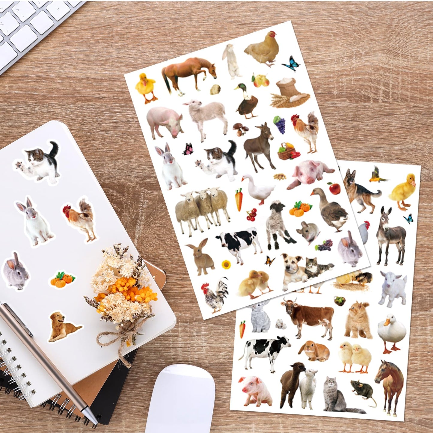 Farm Animals Stickers 720 Count — 20 Sheets, 144 Designs for Scrapbooks, Calendars & Gifts