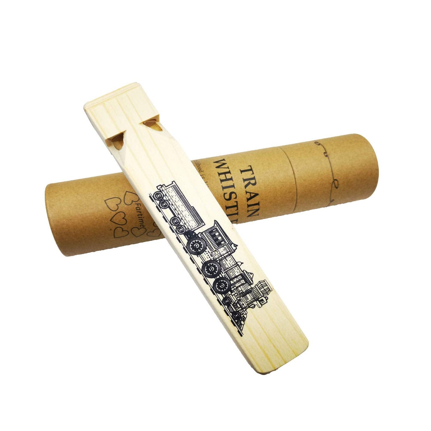 Fartime Wooden Train Whistle – 4-Tone Toddler Toy with Gift Box & Blast Chart