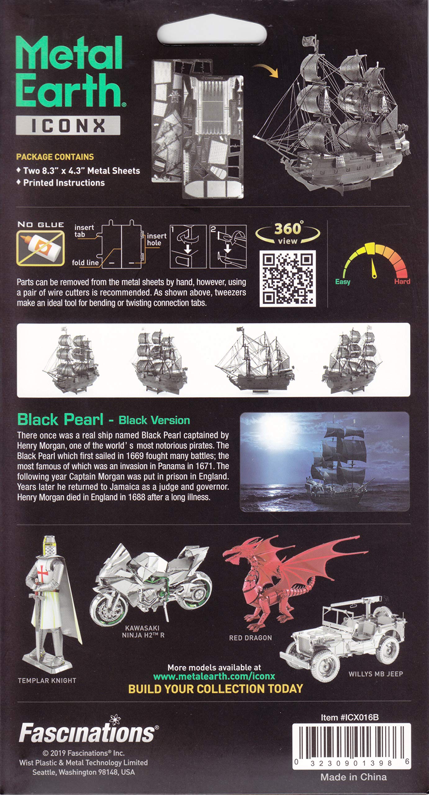 Fascinations Metal Earth 3D Black Pearl Ship Puzzle – Pirates of the Caribbean – Moderate Level