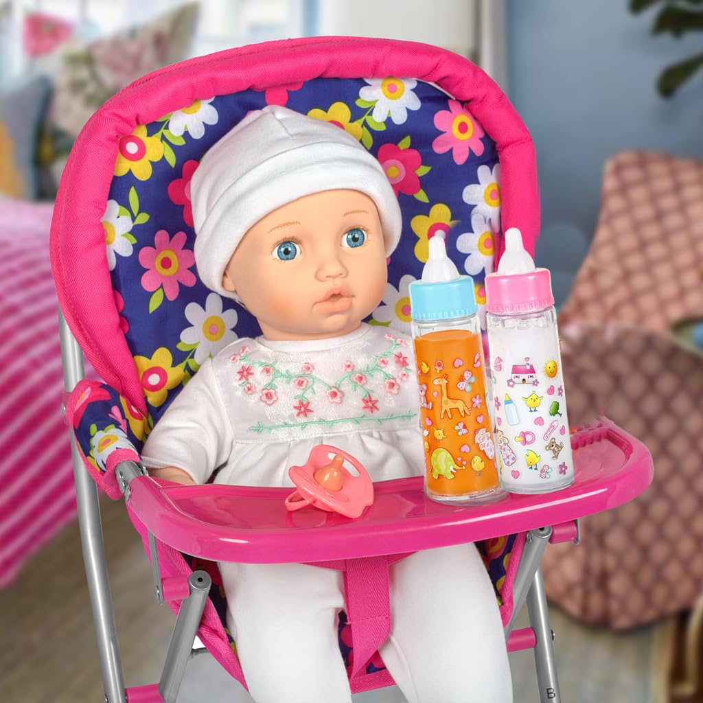 Fash N Kolor Baby Doll High Chair with Tray for 18-Inch Dolls – Flower Print & Foldable