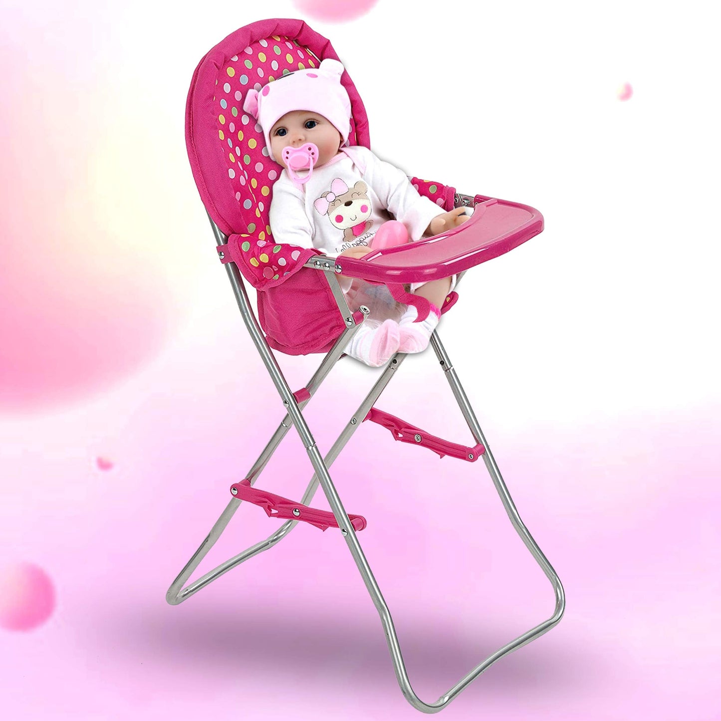 Fash N Kolor Baby Doll High Chair, Pink – Fits 18-Inch Dolls