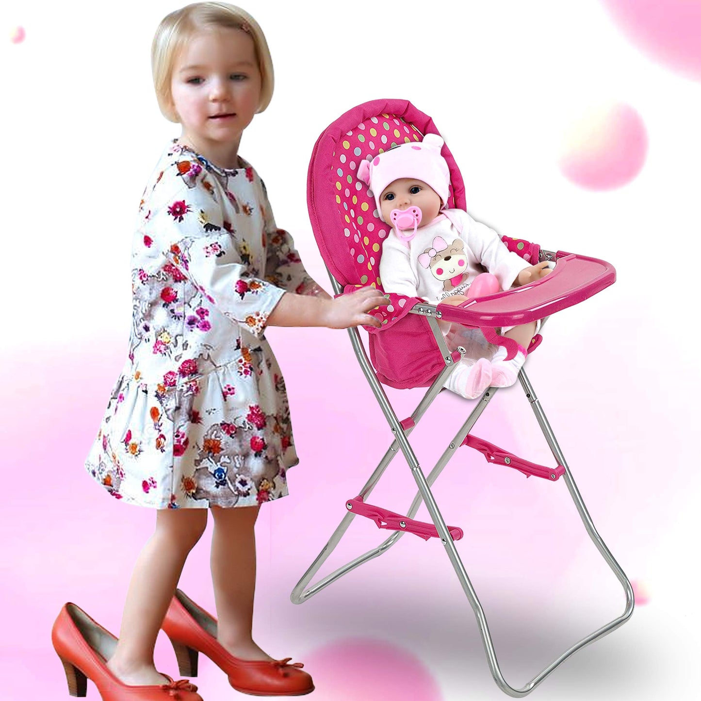 Fash N Kolor Baby Doll High Chair, Pink – Fits 18-Inch Dolls