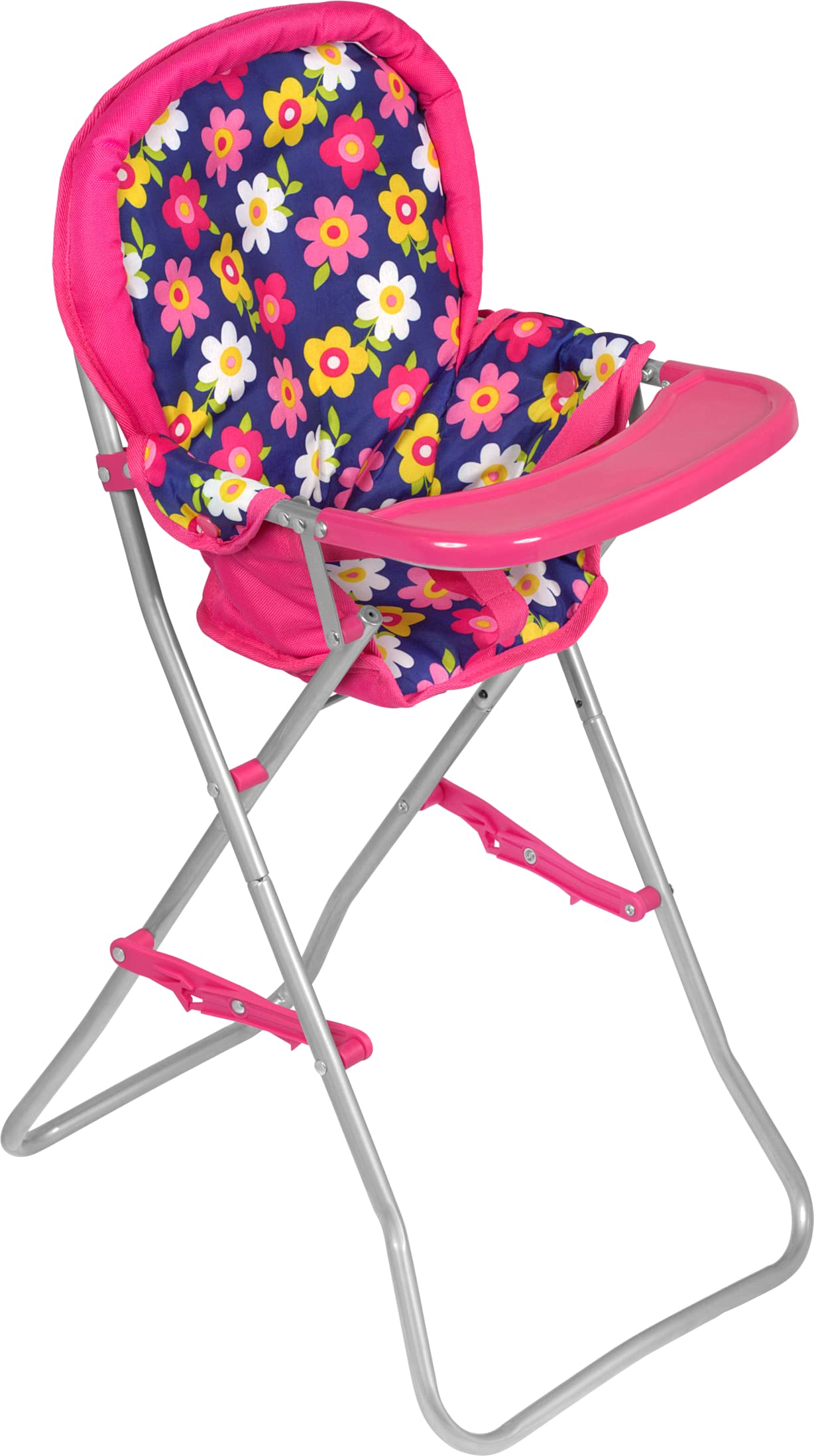 Fash N Kolor Baby Doll High Chair with Tray for 18-Inch Dolls – Flower Print & Foldable