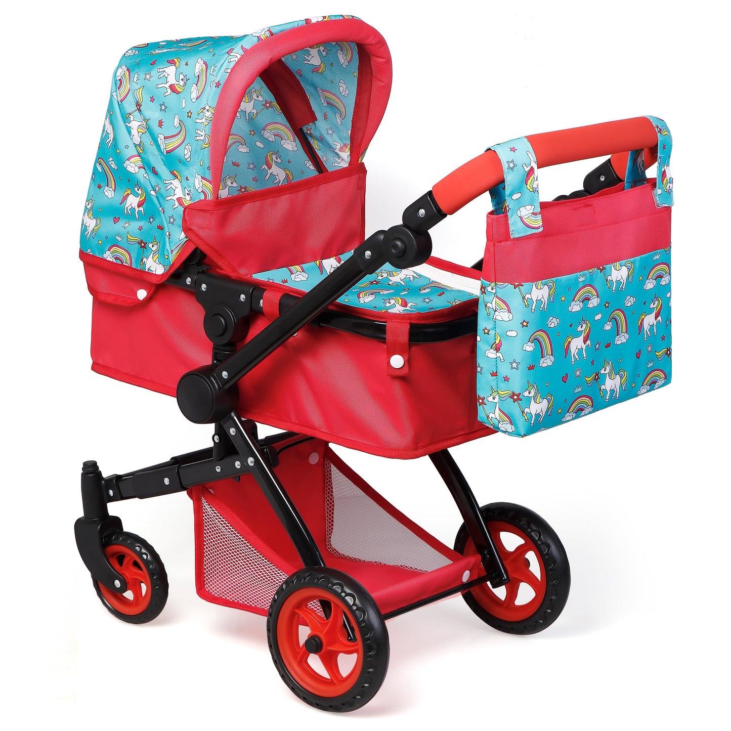 Fash n Kolor Baby Doll Stroller Unicorn Foldable Pram – 18-Inch Doll Accessory | 2023 Limited Edition
