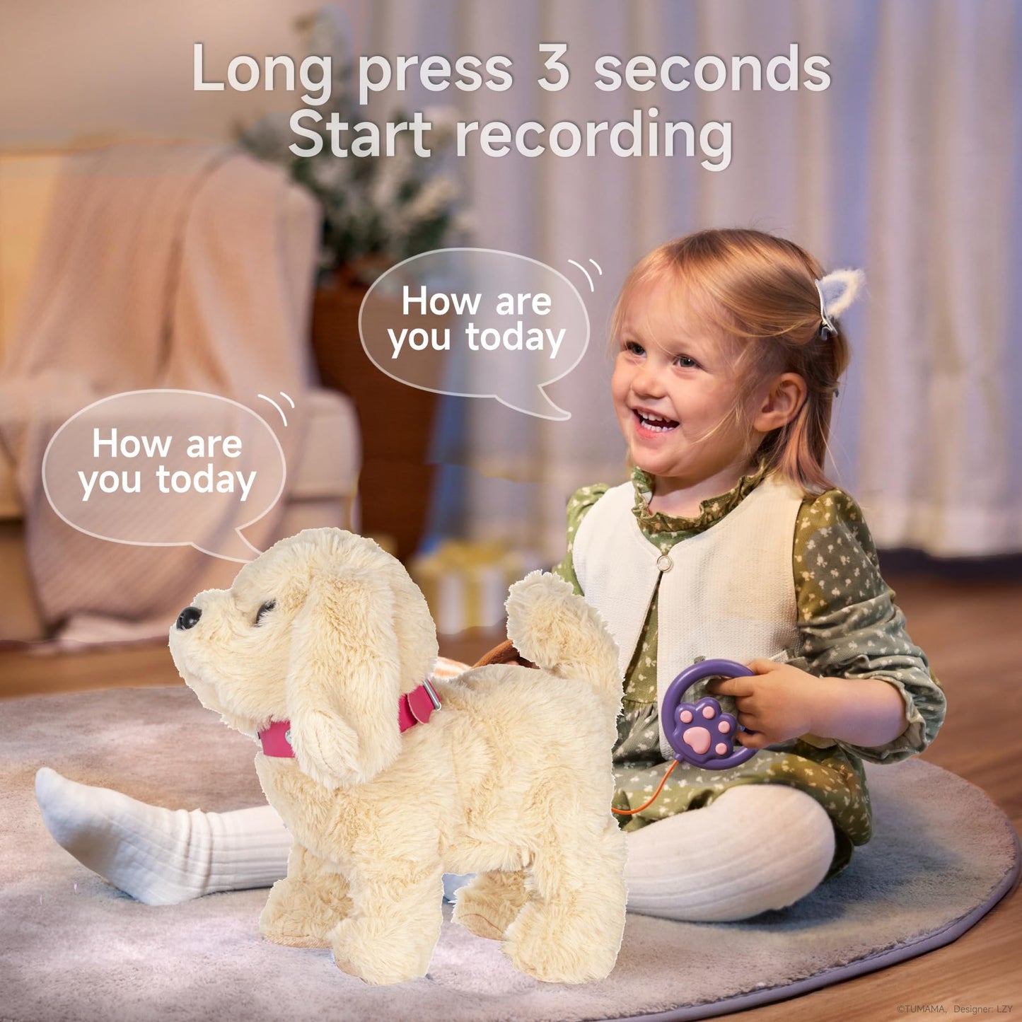 Fash N Kolor Electronic Plush Puppy - Interactive Walking & Barking Toy with Remote Leash
