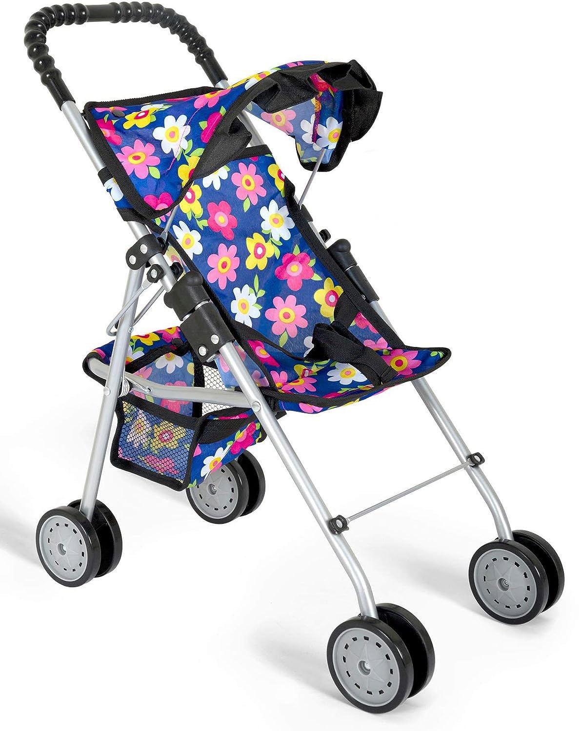 Fash N Kolor My First Doll Stroller – Foldable 18-inch Doll Pram with Safety Belt