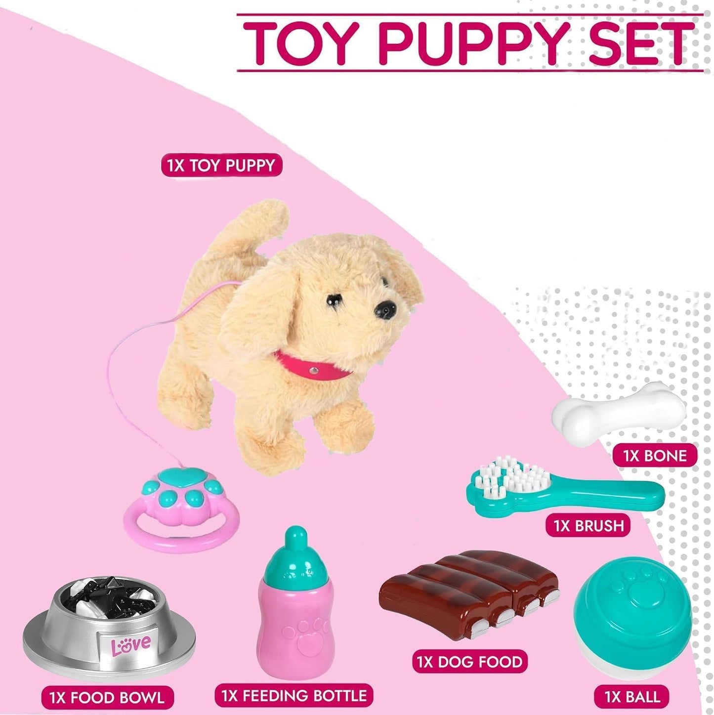 Fash N Kolor Electronic Plush Puppy - Interactive Walking & Barking Toy with Remote Leash