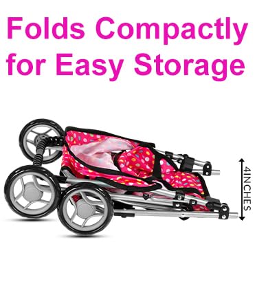 Fash N Kolor Deluxe Doll Stroller – Polka Dot Design, Bigger Wheels