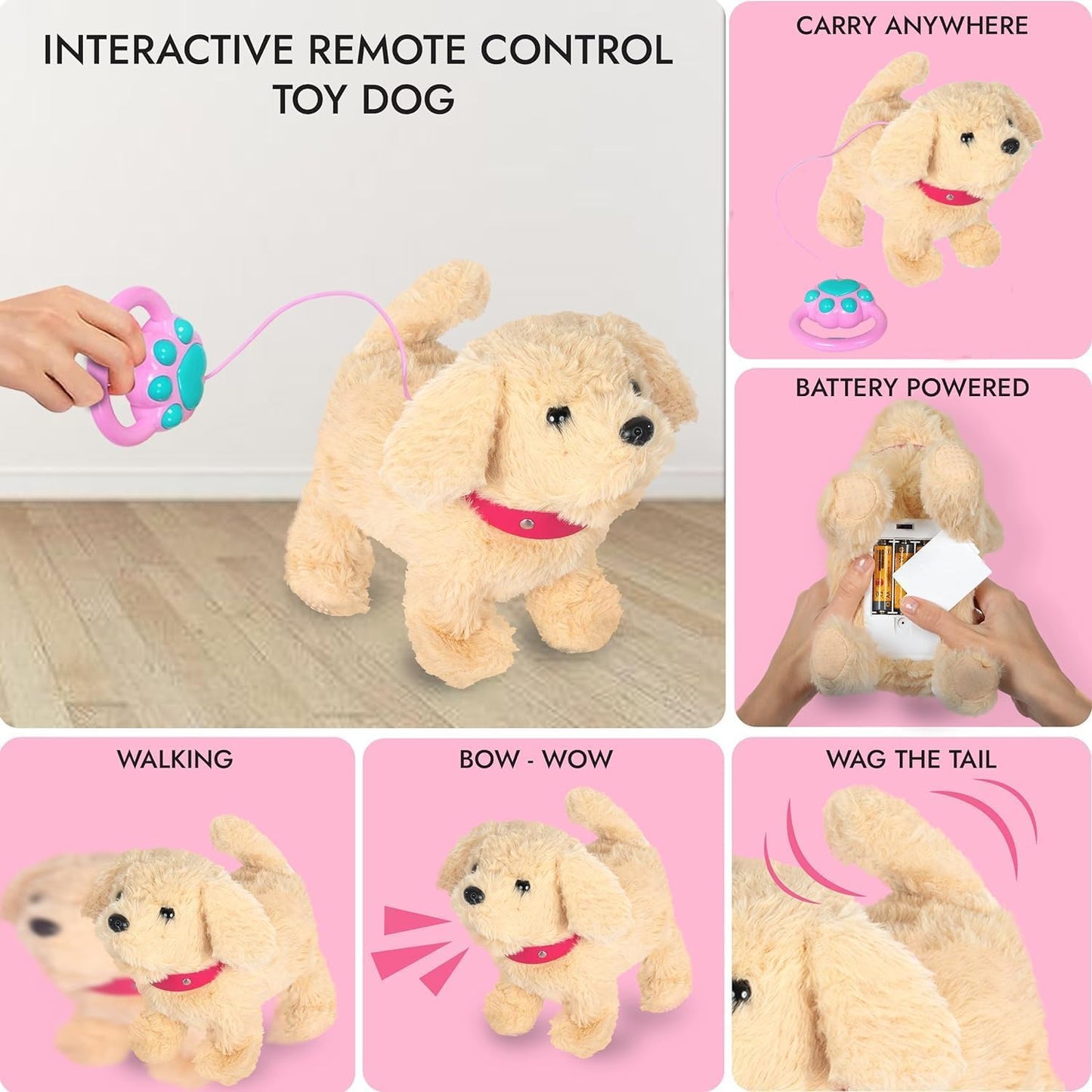 Fash N Kolor Electronic Plush Puppy - Interactive Walking & Barking Toy with Remote Leash