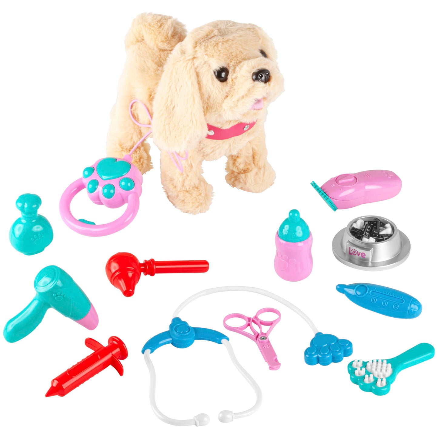 Fash N Kolor Electronic Plush Puppy - Interactive Walking & Barking Toy with Remote Leash