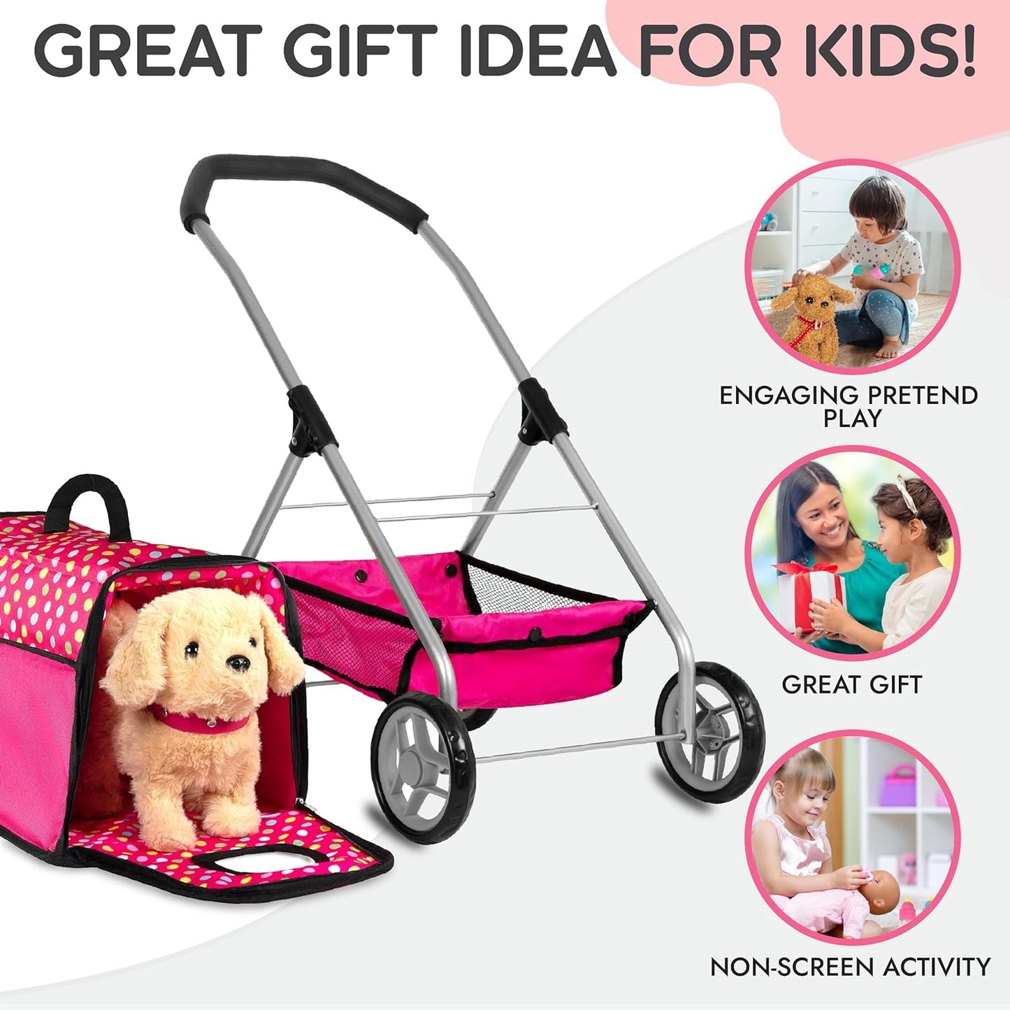 Fash N Kolor Puppy Doll Stroller – Remote-Control Walking & Barking Plush Toy for Kids