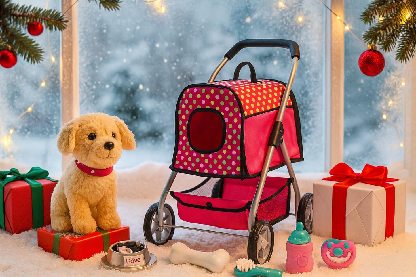 Fash N Kolor Puppy Doll Stroller – Remote-Control Walking & Barking Plush Toy for Kids