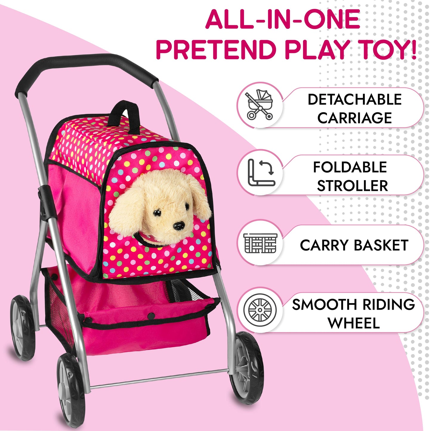 Fash N Kolor Puppy Doll Stroller – Remote-Control Walking & Barking Plush Toy for Kids