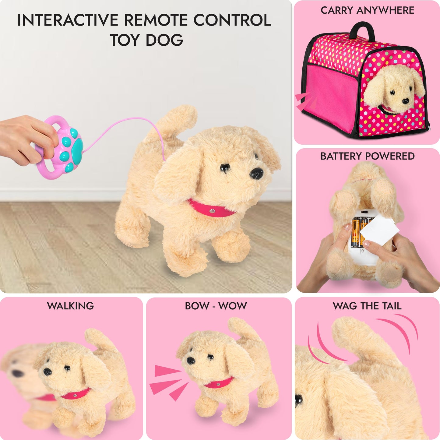 Fash N Kolor Puppy Doll Stroller – Remote-Control Walking & Barking Plush Toy for Kids