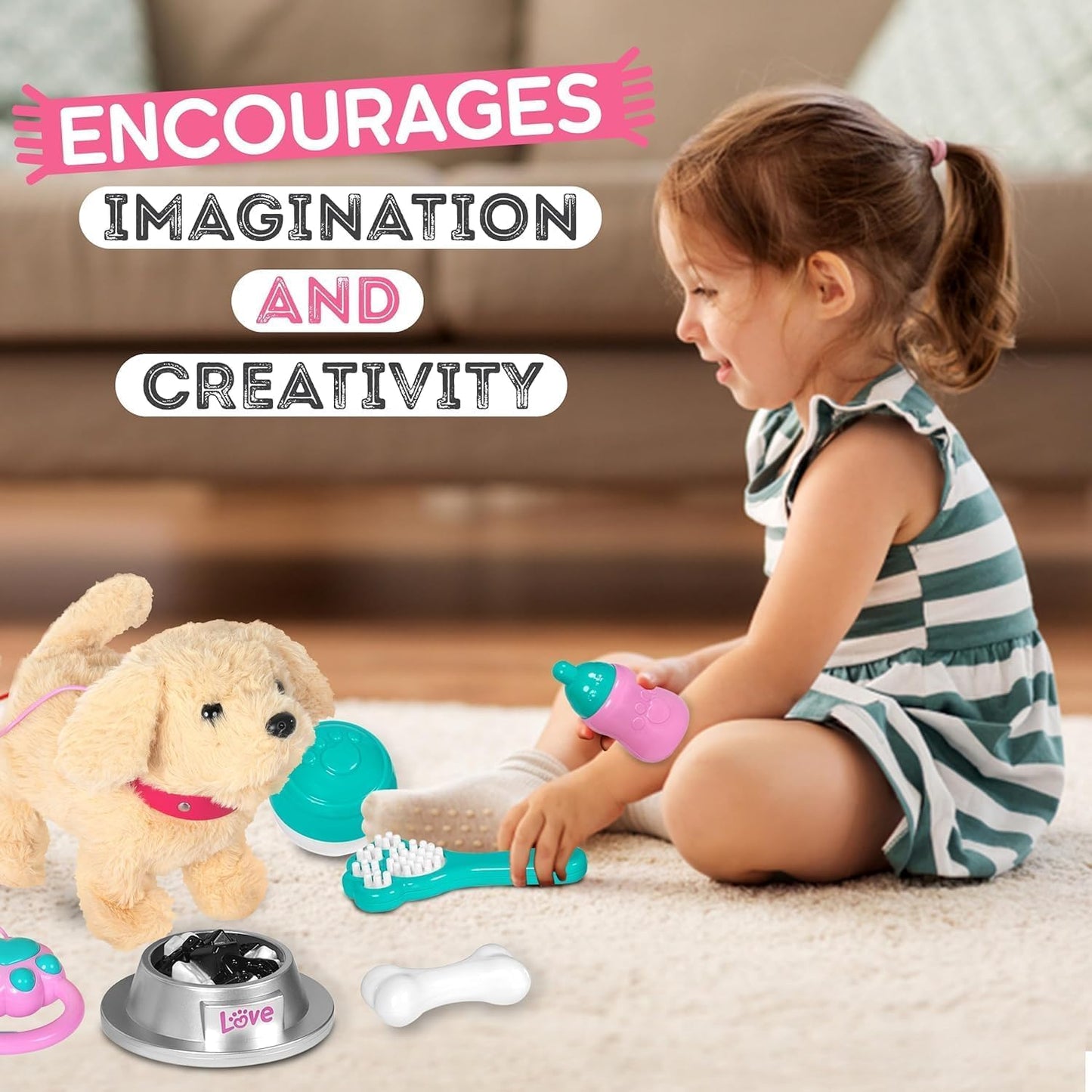 Fash N Kolor Electronic Plush Puppy - Interactive Walking & Barking Toy with Remote Leash
