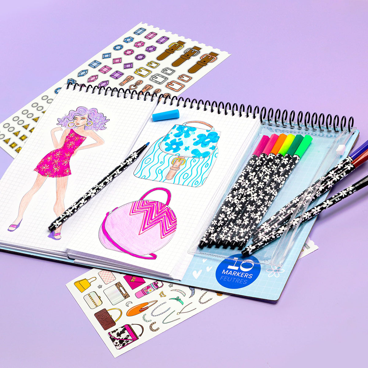 Fashion Angels Fashion & Accessory Design Sketch Set | 100 Sheets, Stickers & Markers