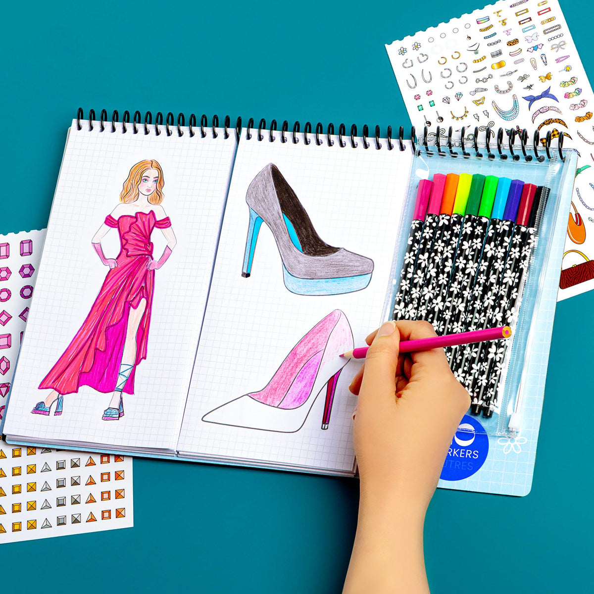Fashion Angels Fashion & Accessory Design Sketch Set | 100 Sheets, Stickers & Markers