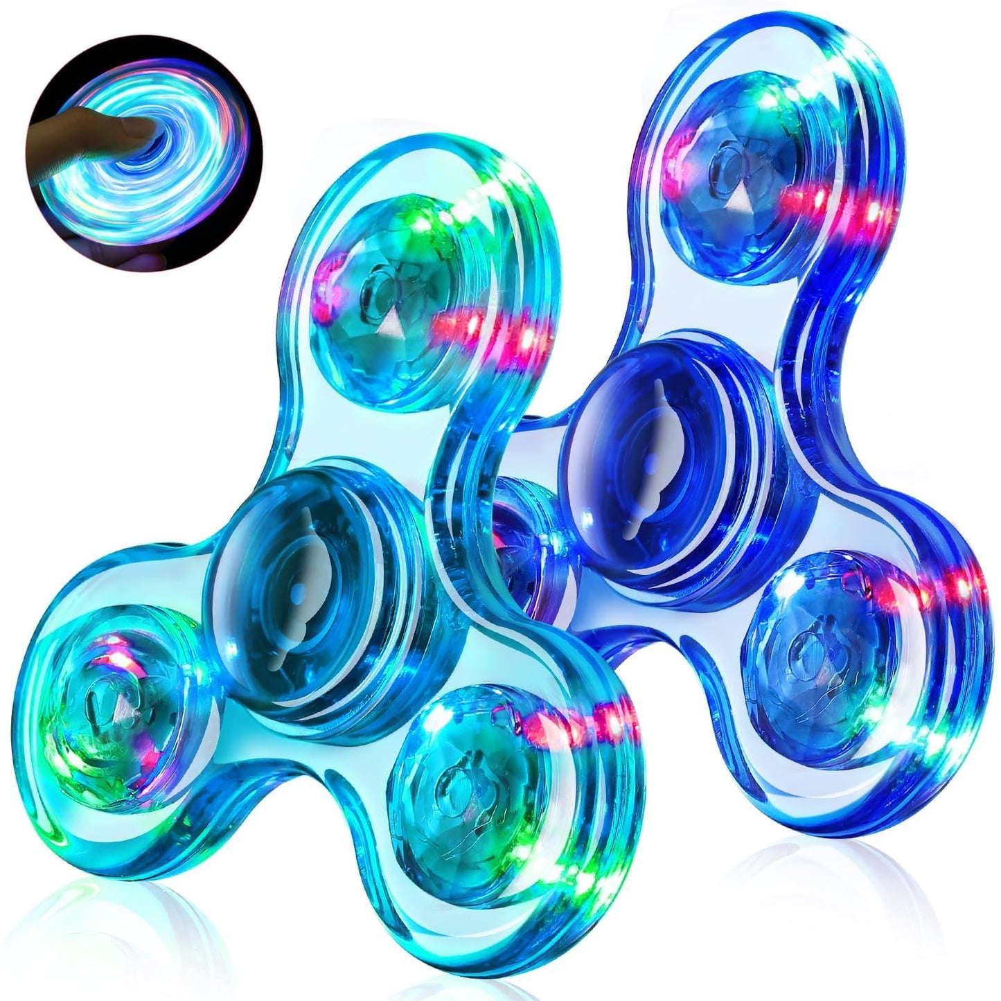 Fasray Fidget Spinner 2 Pack - Light Up Sensory Toys for Kids & Adults | Focus, Calm, Classroom Prizes