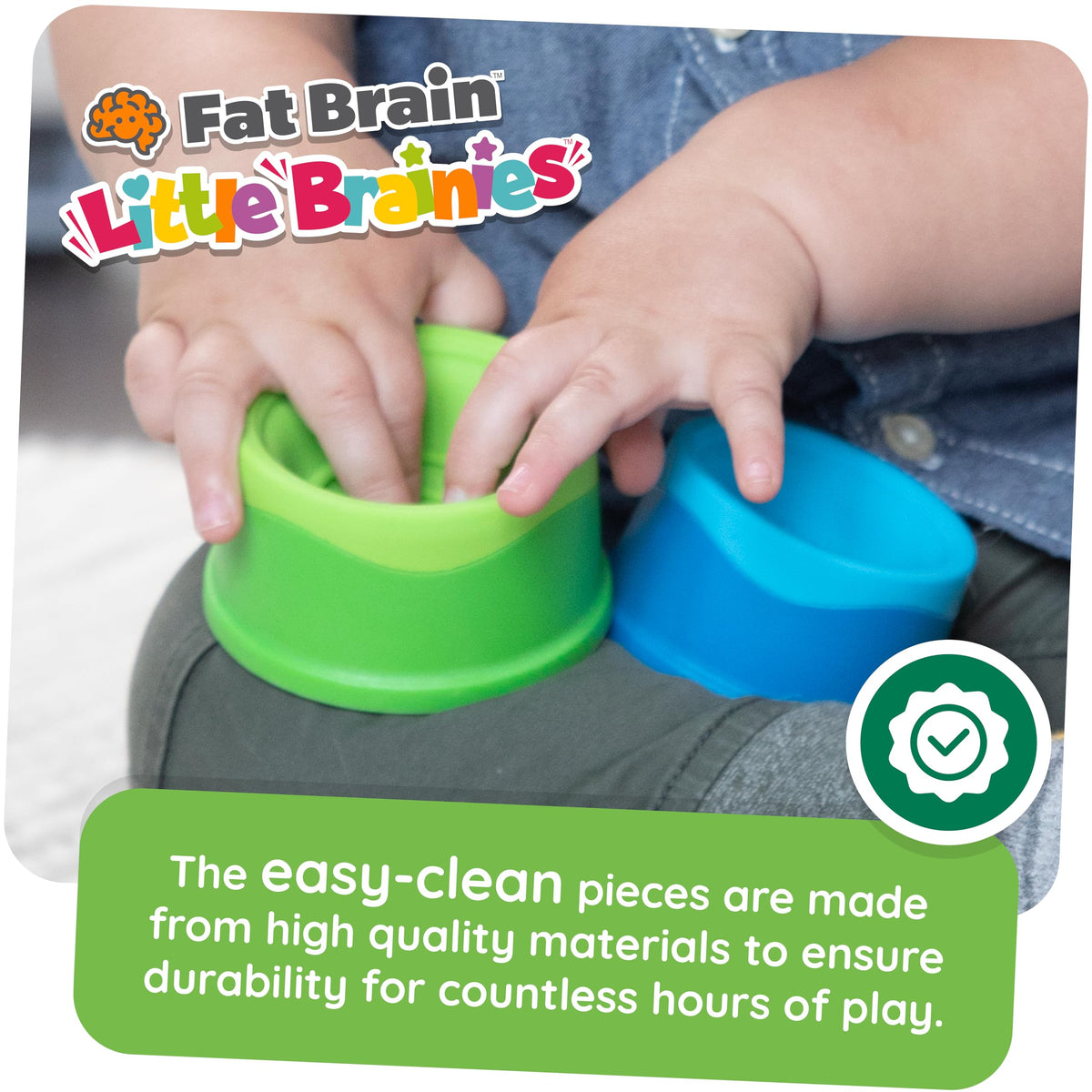 Fat Brain Toys Dimpl Stack Popping Stack & Nest Baby Toy – Sensory Fidget Toys for 6 Months+