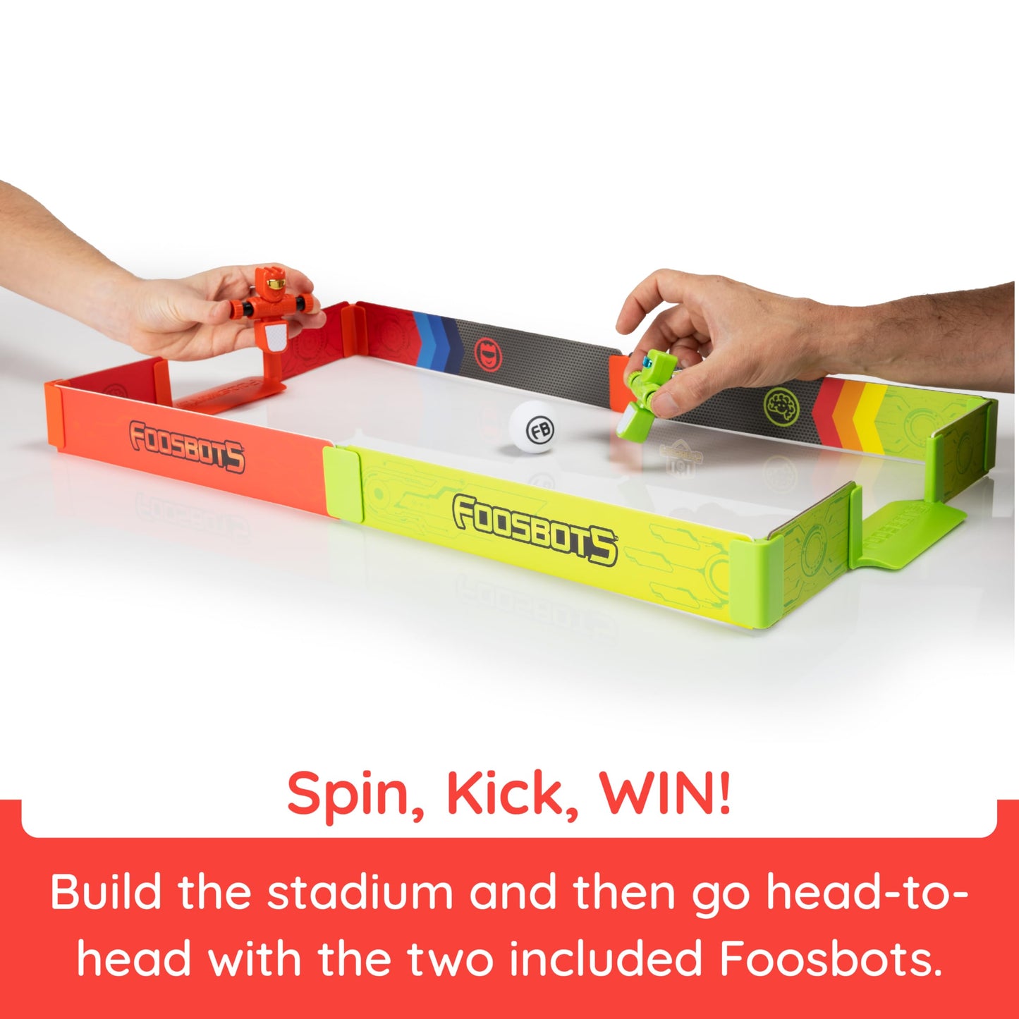 Fat Brain Toys Foosbots Stadium Battle Set – 2-Player Indoor Play for Ages 6+
