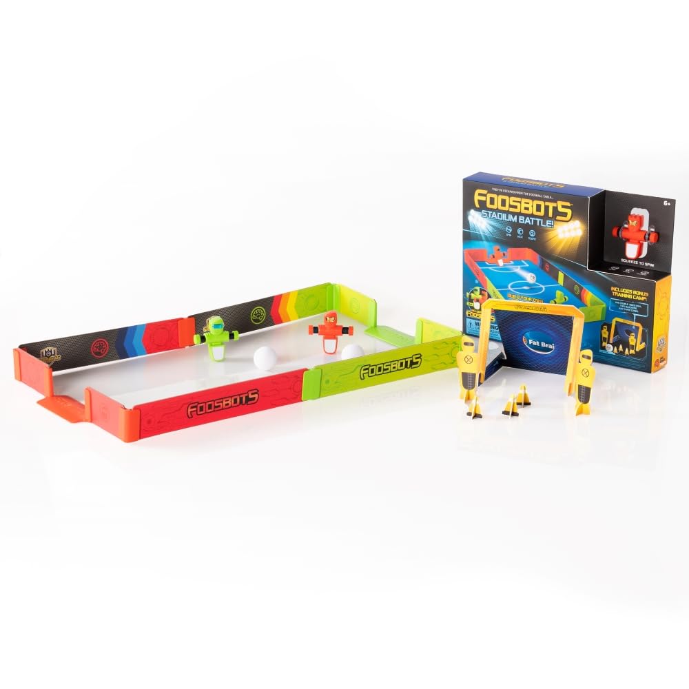 Fat Brain Toys Foosbots Stadium Battle Set – 2-Player Indoor Play for Ages 6+