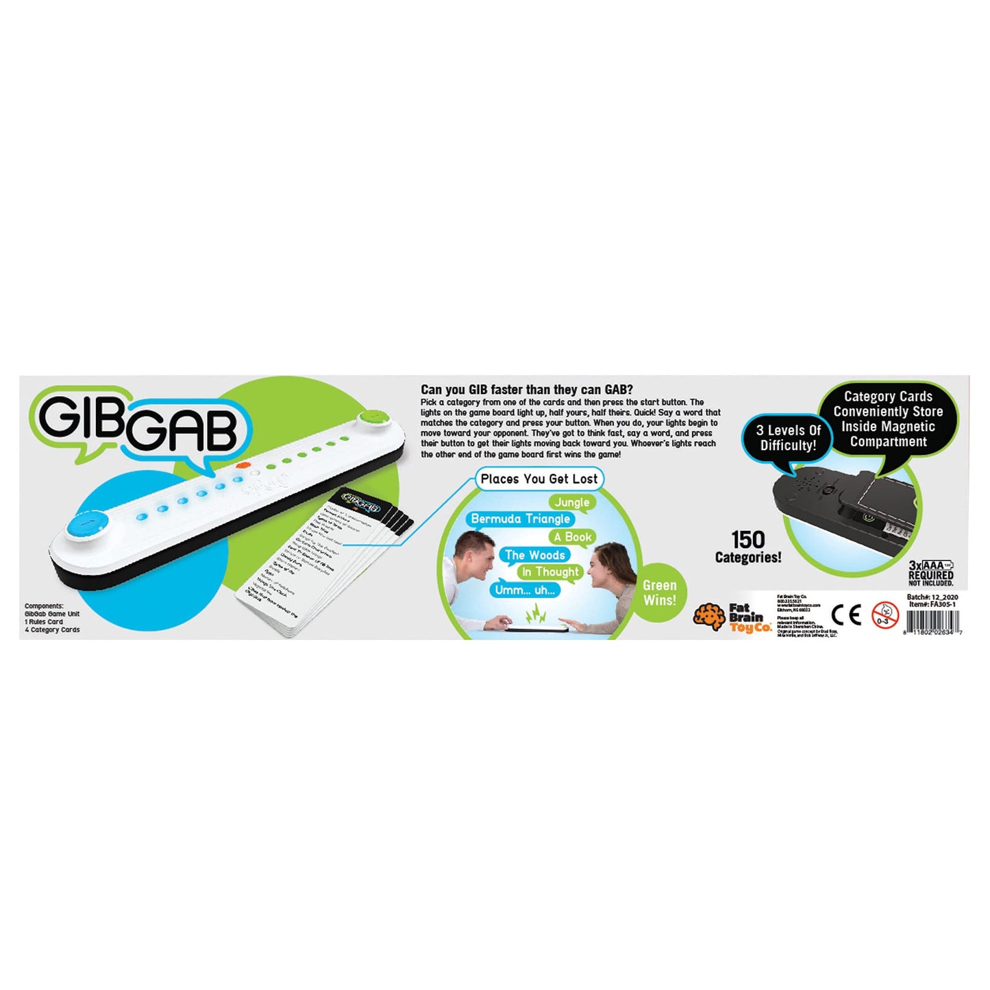 Fat Brain Toys GibGab – Fast-Paced Trivia Party Game for Kids & Adults, 2 Players
