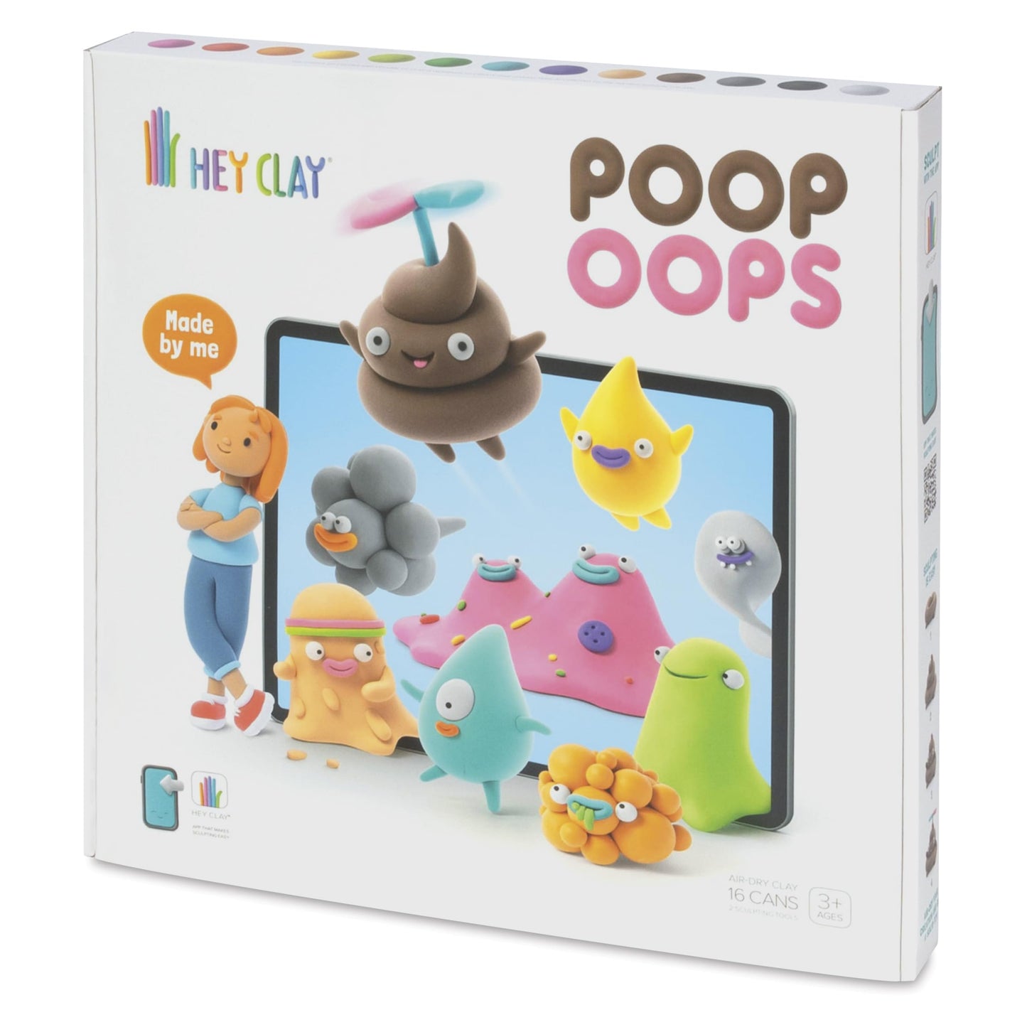 Fat Brain Toys Hey Clay Poop Oops – Air Dry Clay Kit with Interactive App for Kids & Tweens