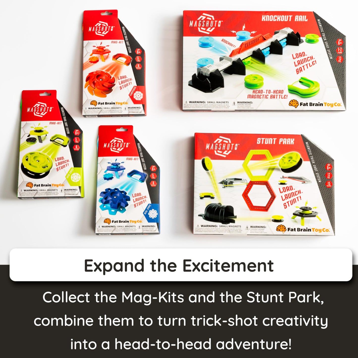 Fat Brain Toys Magshuto Knockout Rail – Magnetic Trick Shot Game for 6+