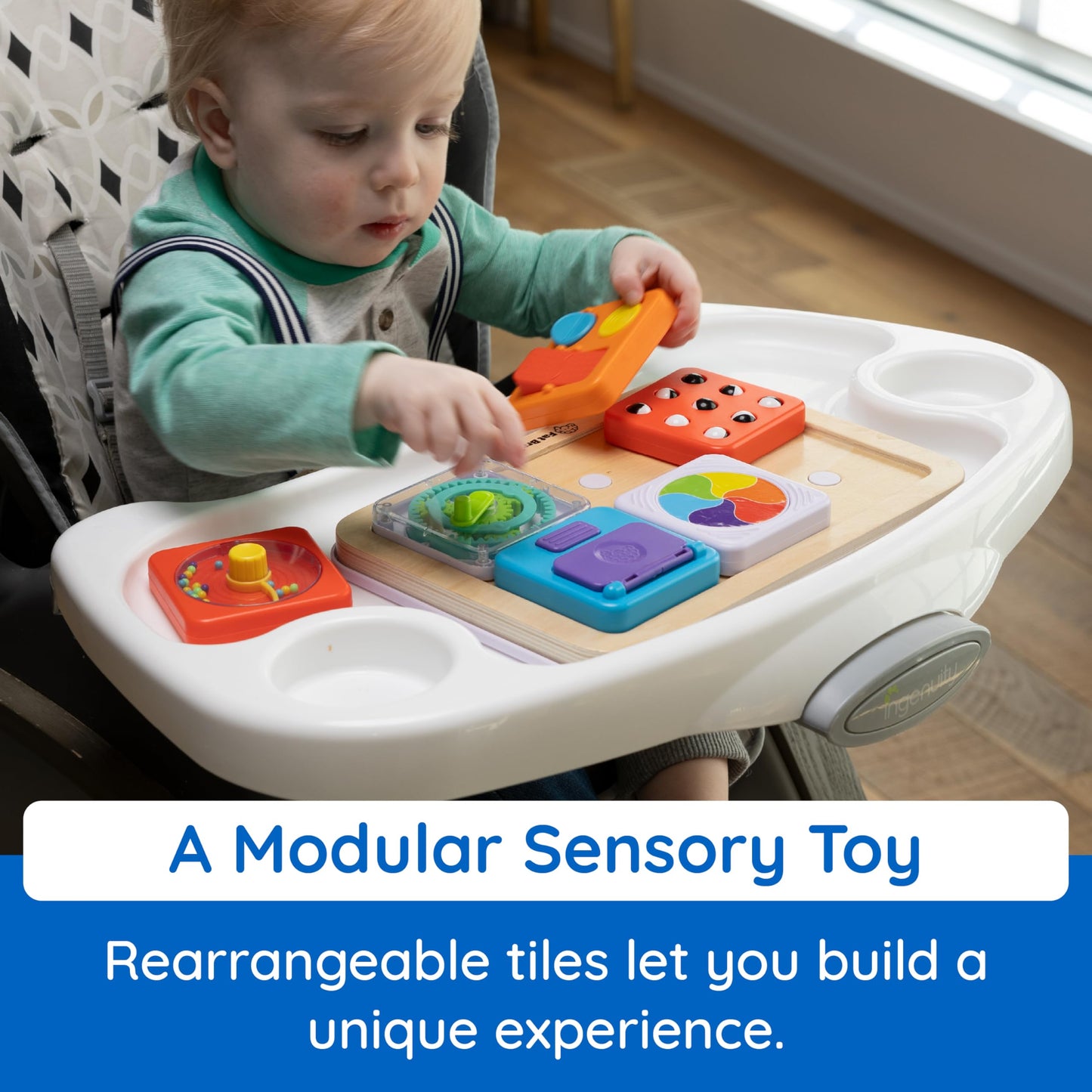 Fat Brain Toys PlayTab Essentials | Modular Sensory Busy Board for Toddlers 12 Months+