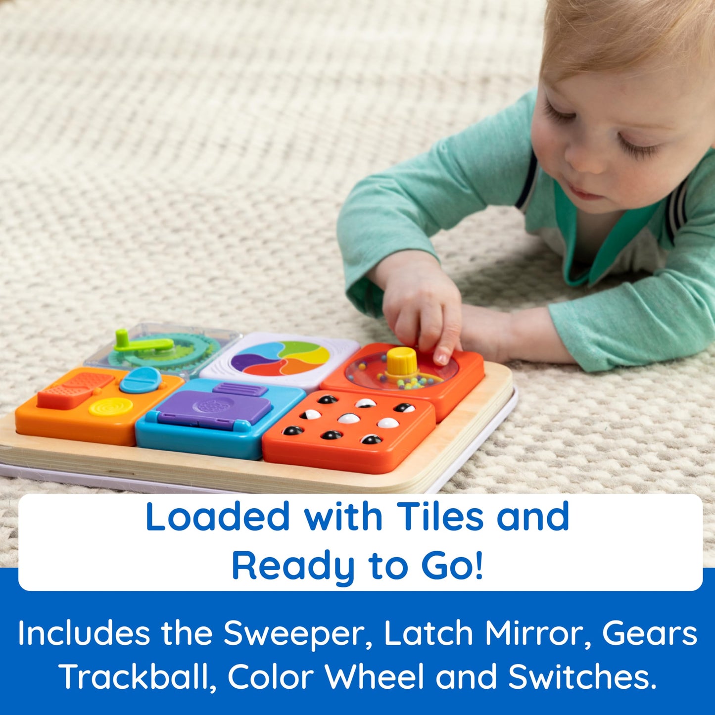 Fat Brain Toys PlayTab Essentials | Modular Sensory Busy Board for Toddlers 12 Months+