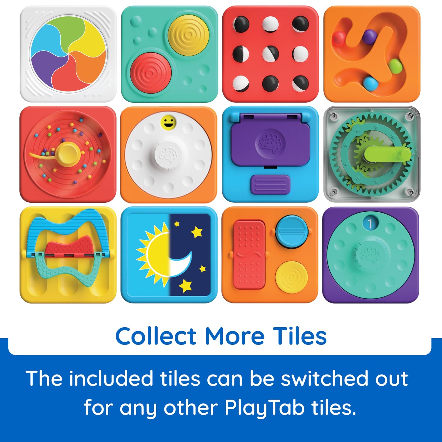 Fat Brain Toys PlayTab Essentials | Modular Sensory Busy Board for Toddlers 12 Months+