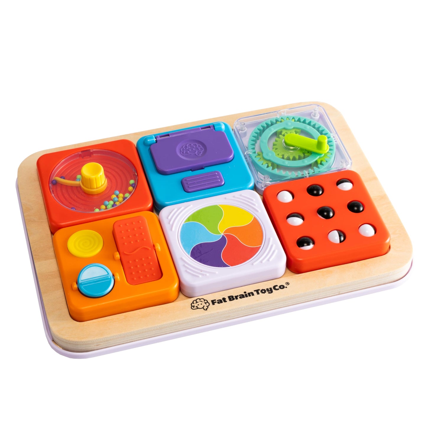 Fat Brain Toys PlayTab Essentials | Modular Sensory Busy Board for Toddlers 12 Months+