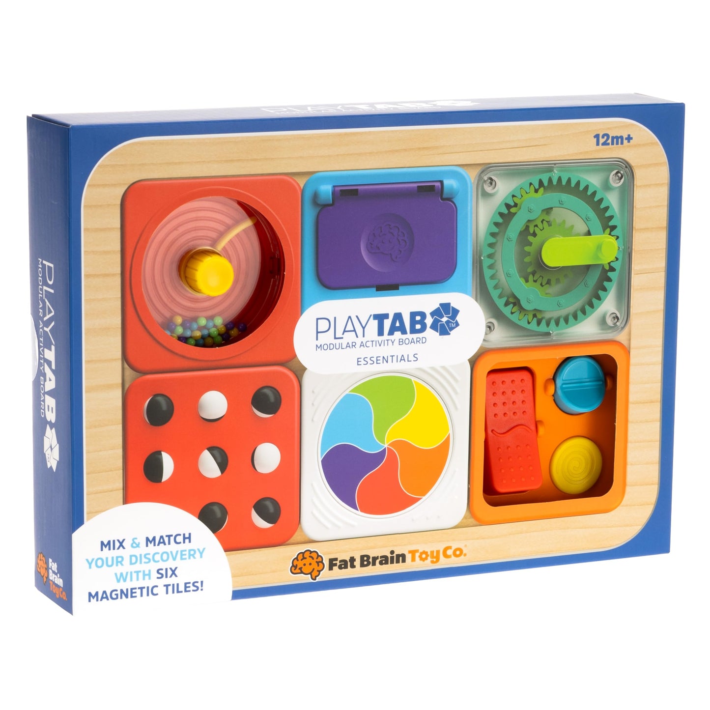 Fat Brain Toys PlayTab Essentials | Modular Sensory Busy Board for Toddlers 12 Months+