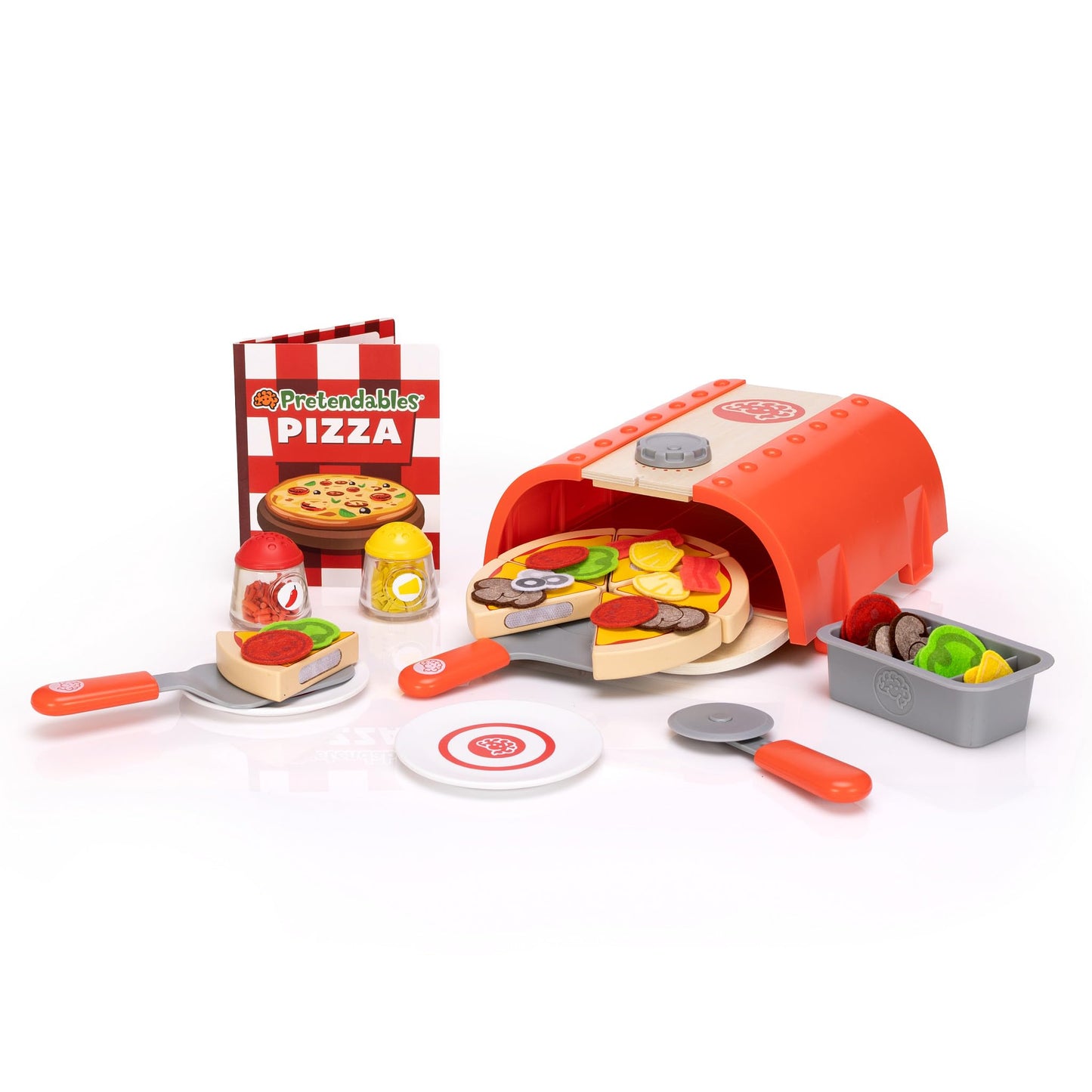 Fat Brain Toys Pretendables Backyard Pizza Oven Set | Kids Pizza Play & Storage
