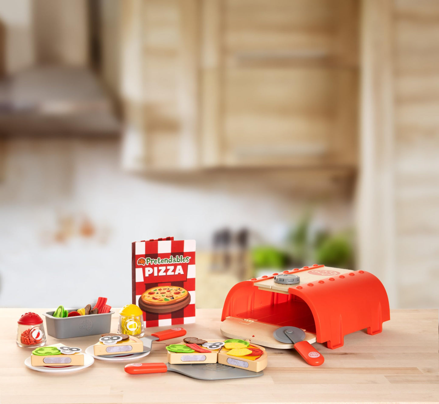 Fat Brain Toys Pretendables Backyard Pizza Oven Set | Kids Pizza Play & Storage