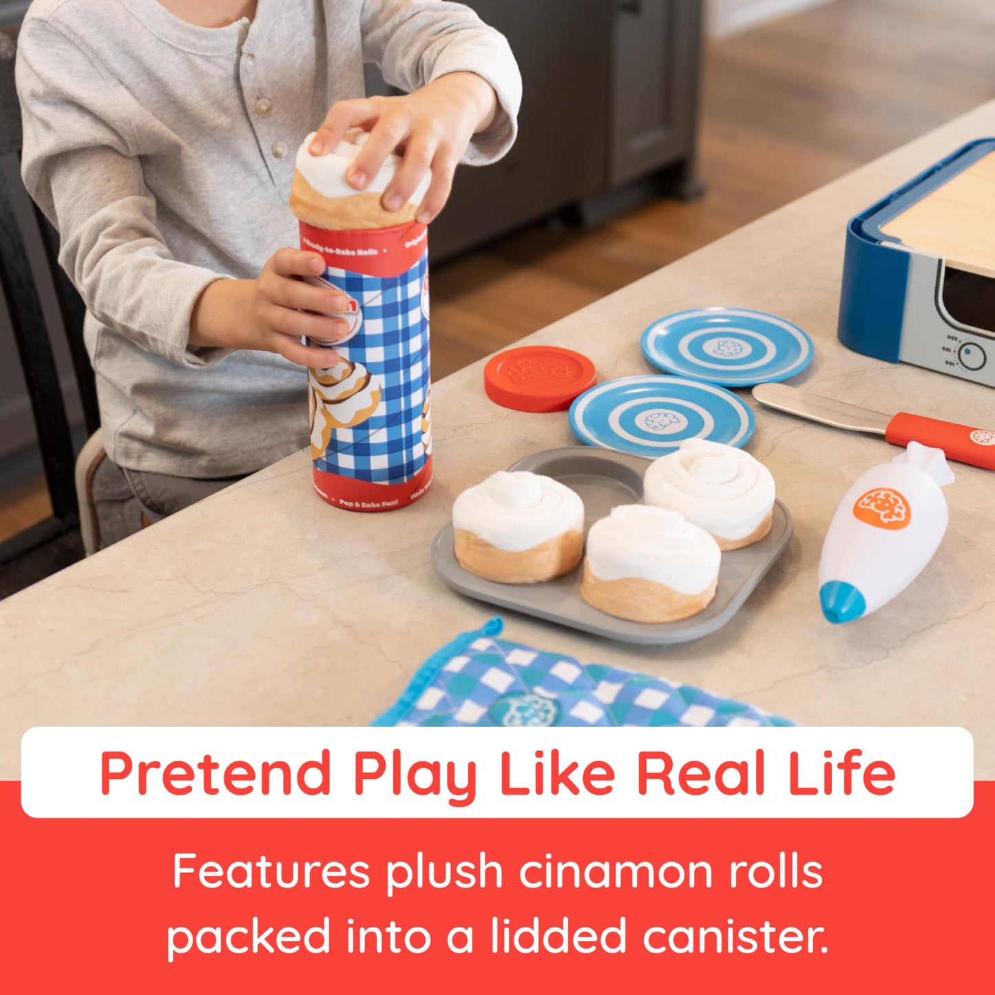 Fat Brain Toys Pretendables Cinnamon Roll Set – Pretend Play Food for Kids Aged 3-7