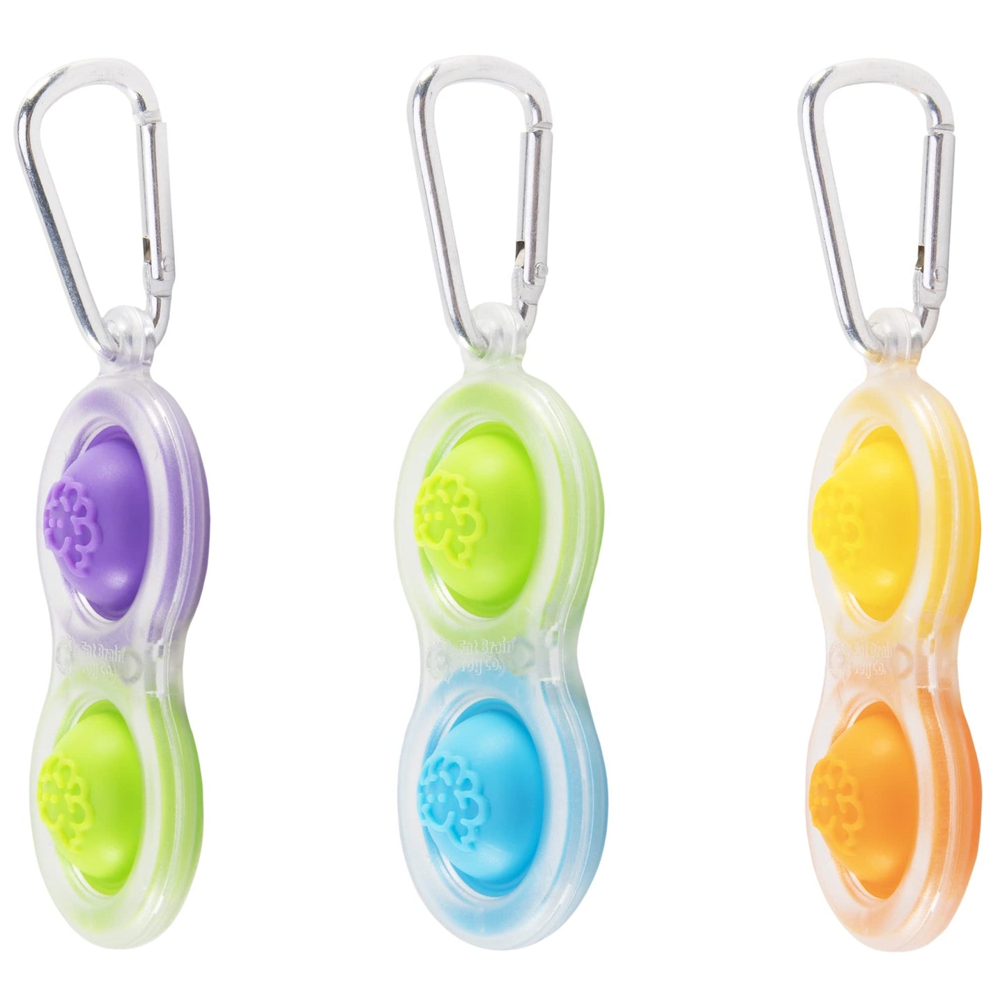 Fat Brain Toys Simpl Dimpl Clear 3 Pack – Popping Fidget Keychains for Kids & Adults