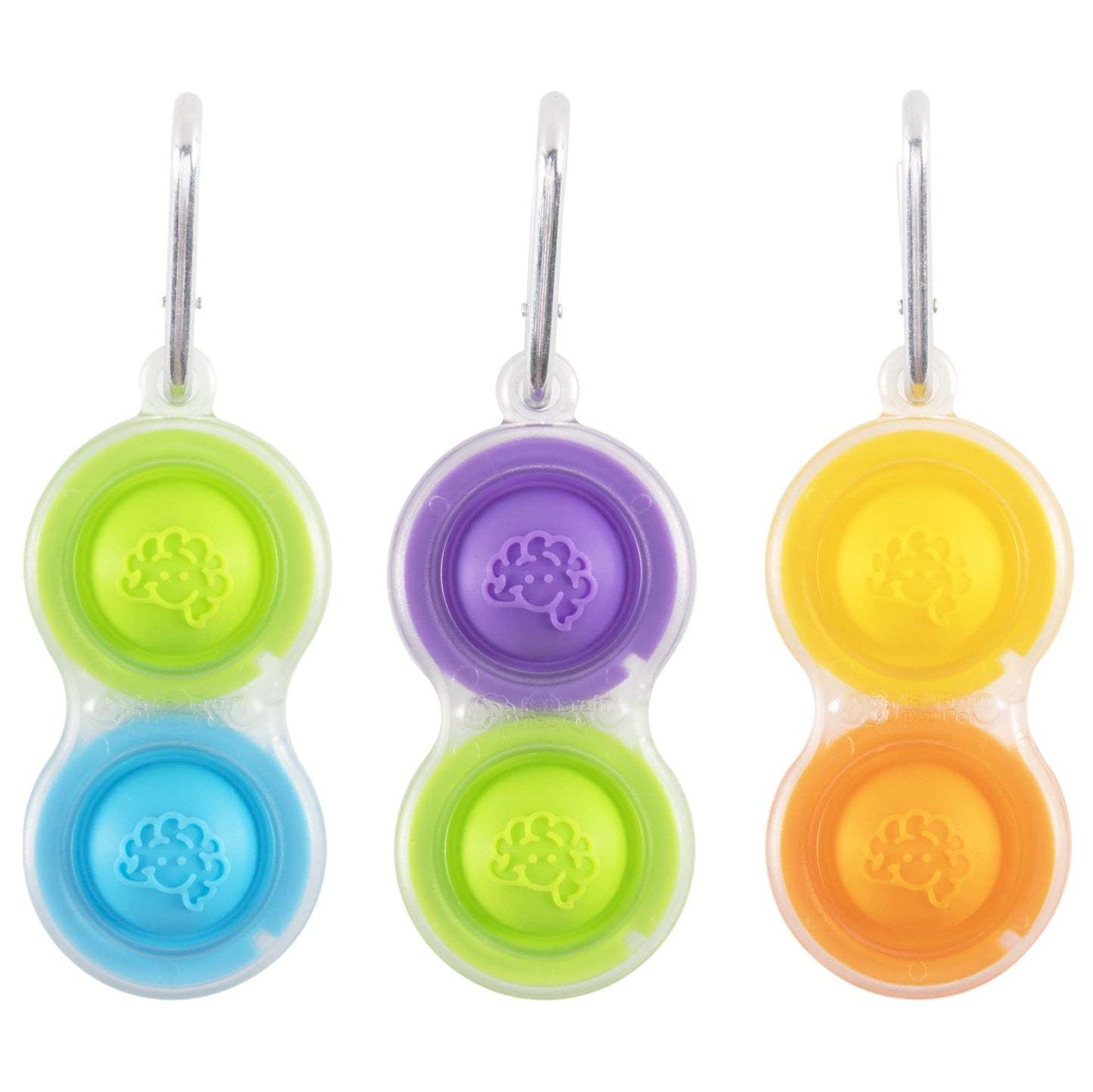Fat Brain Toys Simpl Dimpl Clear 3 Pack – Popping Fidget Keychains for Kids & Adults