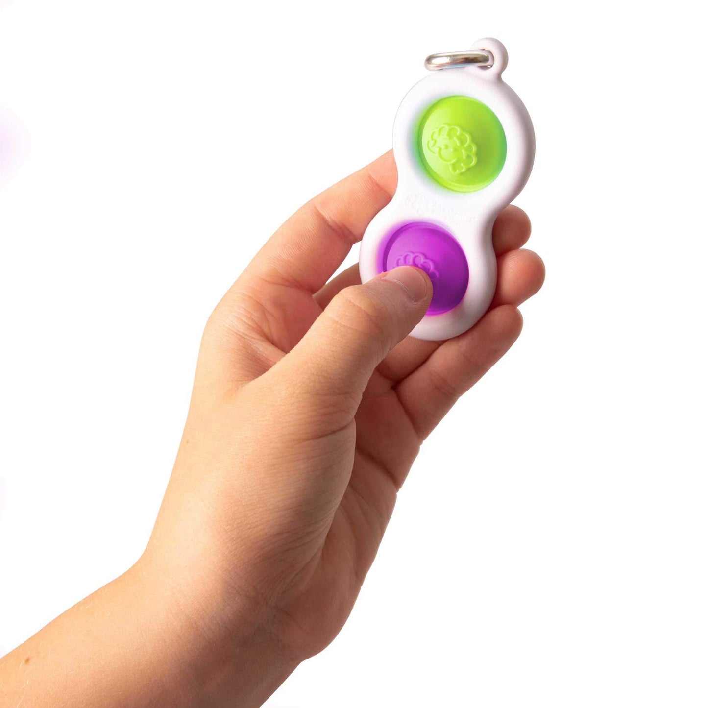 Fat Brain Toys Simpl Dimpl - Purple/Lime Popping Fidget Keychain
