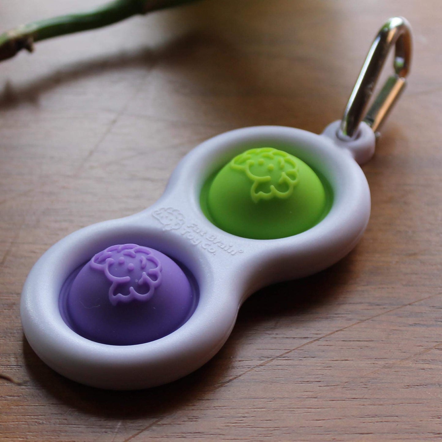 Fat Brain Toys Simpl Dimpl - Purple/Lime Popping Fidget Keychain