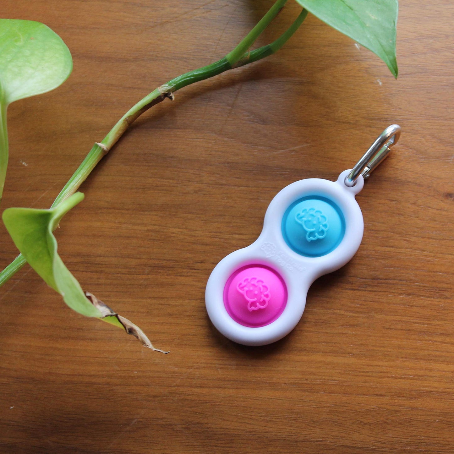 Fat Brain Toys Simpl Dimpl - Blue/Pink | Silent, Portable Fidget Toy for Focus and Calm